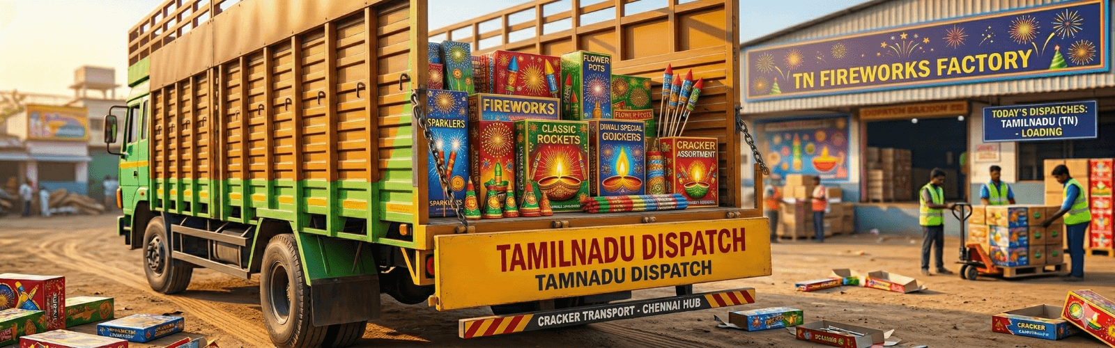 Sivakasi crackers packed and ready for Chennai delivery — assorted fireworks