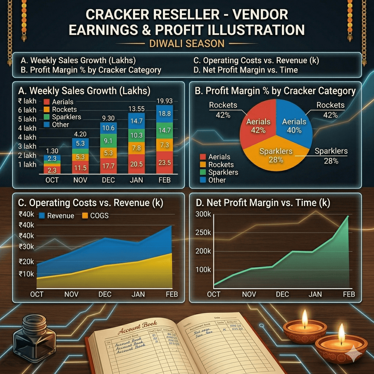 Vendor earnings illustration — cracker reseller profit chart